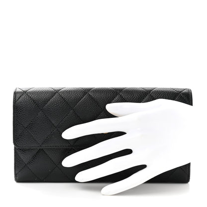 Chanel Caviar Quilted Large Gusset Flap Wallet Black 2 of 11
