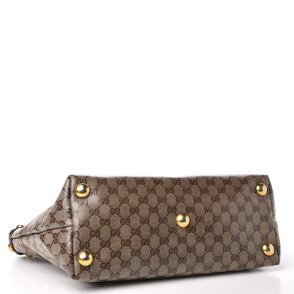 Gucci Crystal Monogram Medium Babouska Shopping Tote Dark Brown 3 of 11