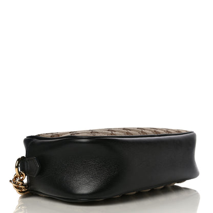 Gucci Monogram Matelasse Diagonal Small GG Marmont Chain Shoulder Bag Beige Black 4 of 16