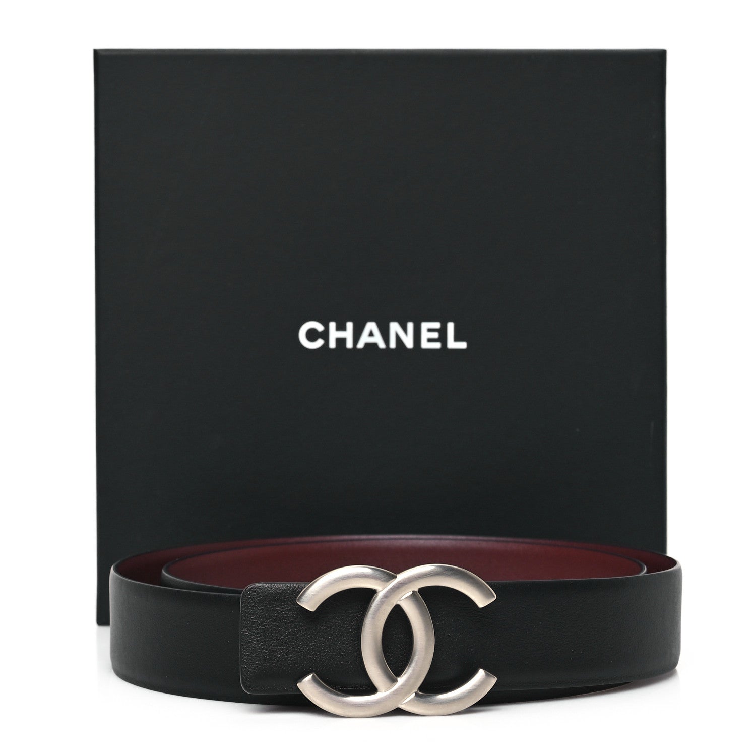 Chanel Calfskin CC Reversible Belt 90 36 Black Burgundy 4 of 4