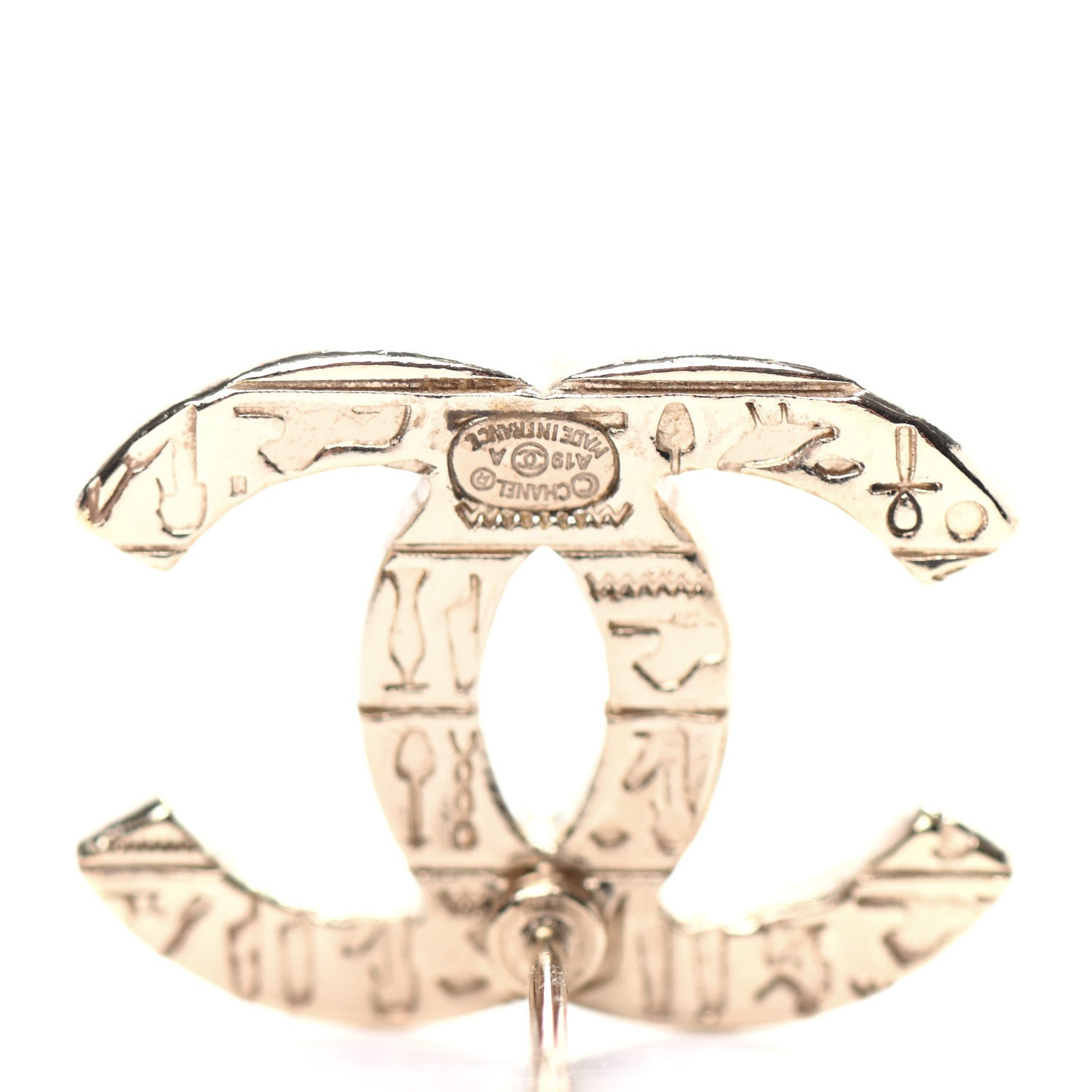 Chanel Metal Scarab CC Earrings Light Gold 4 of 5