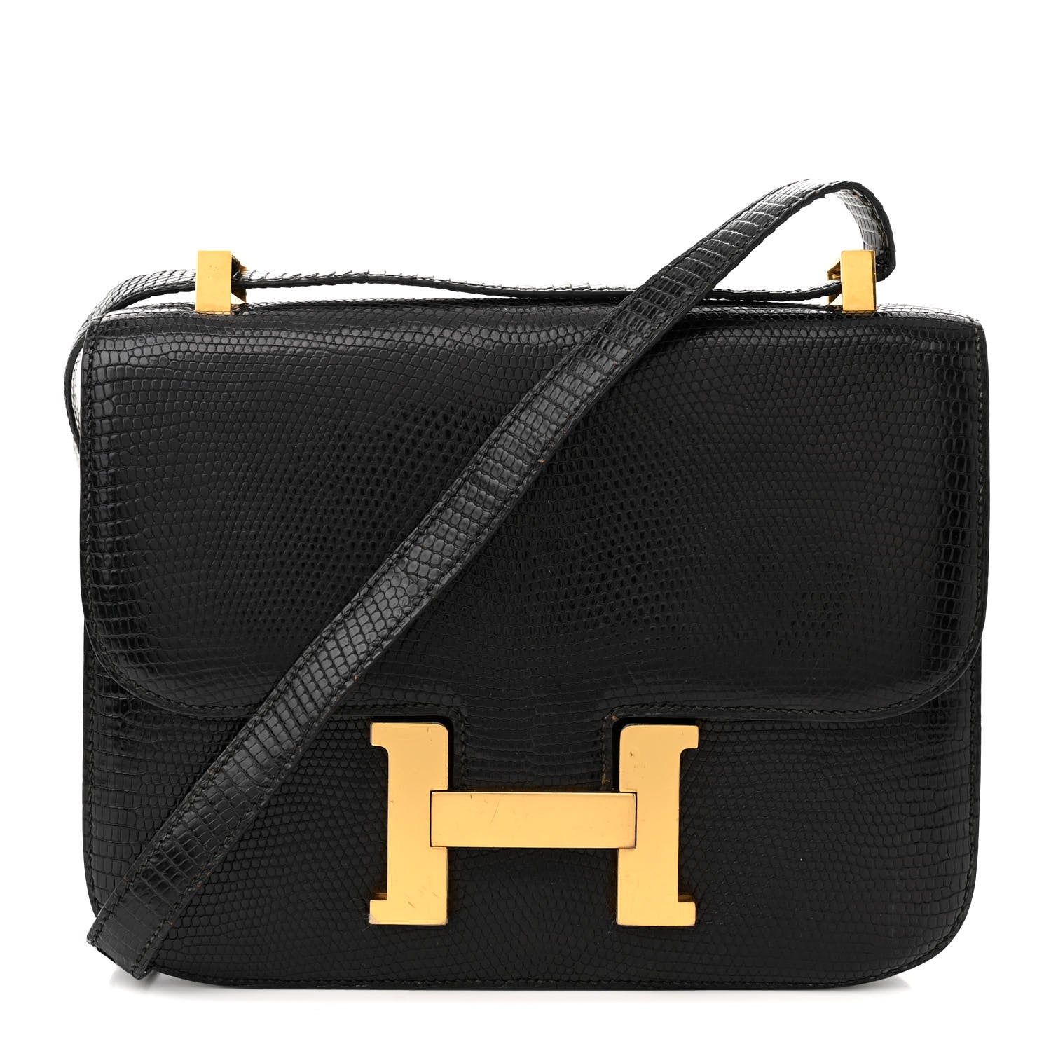 Hermes Lizard Constance 24 Black 1 of 19