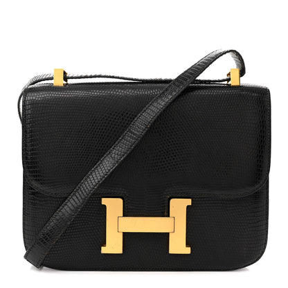 Hermes Lizard Constance 24 Black 1 of 19