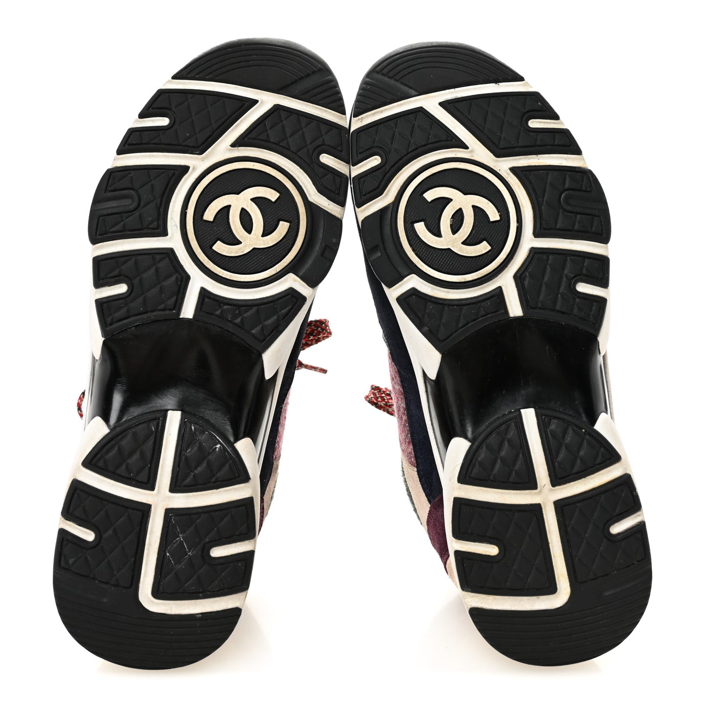 Tweed Suede CC Sneakers 38.5 Navy Red Multicolor