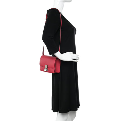 Celine Goatskin Small Classic Box Flap Bag Dark Pink 2 of 10