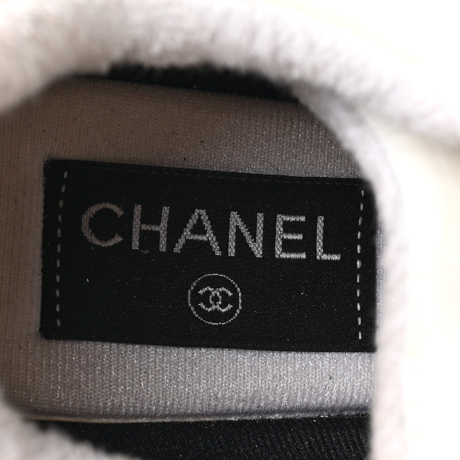 Chanel Suede Calfskin Fabric CC Sneakers 37.5 White 6 of 6