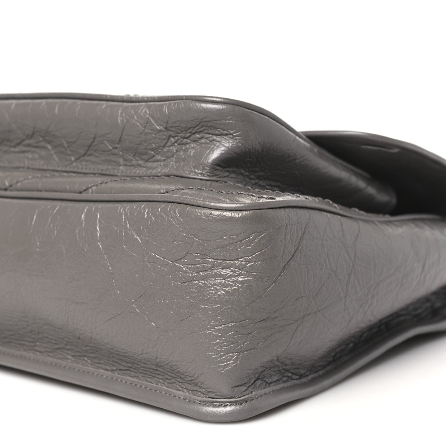 Crinkled Calfskin Matelasse Monogram Large Niki Chain Satchel Fog