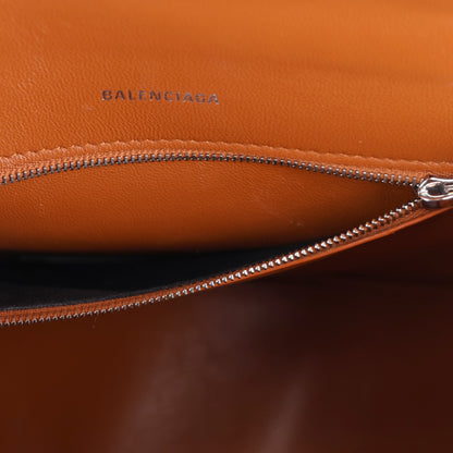 Balenciaga Shiny Calfskin Crocodile Embossed Small Hourglass Top Handle Bag Camel 7 of 10