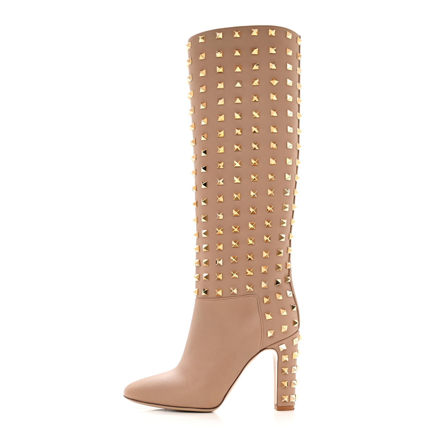Valentino Garavani Calfskin Rockstud All Over Tall Boots 36 Alpaca 1 of 12