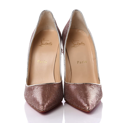 Christian Louboutin Paillettes Sirene Nappa Laminated Specchio So Kate 120 Pumps 38.5 Nude 2 of 9