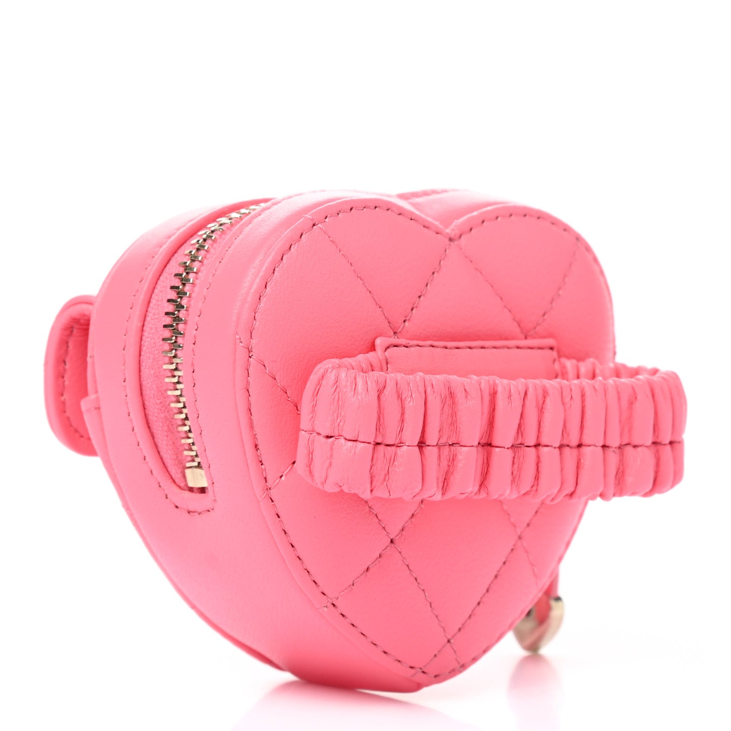 Lambskin Quilted CC In Love Heart Zipped Arm Coin Purse Pink