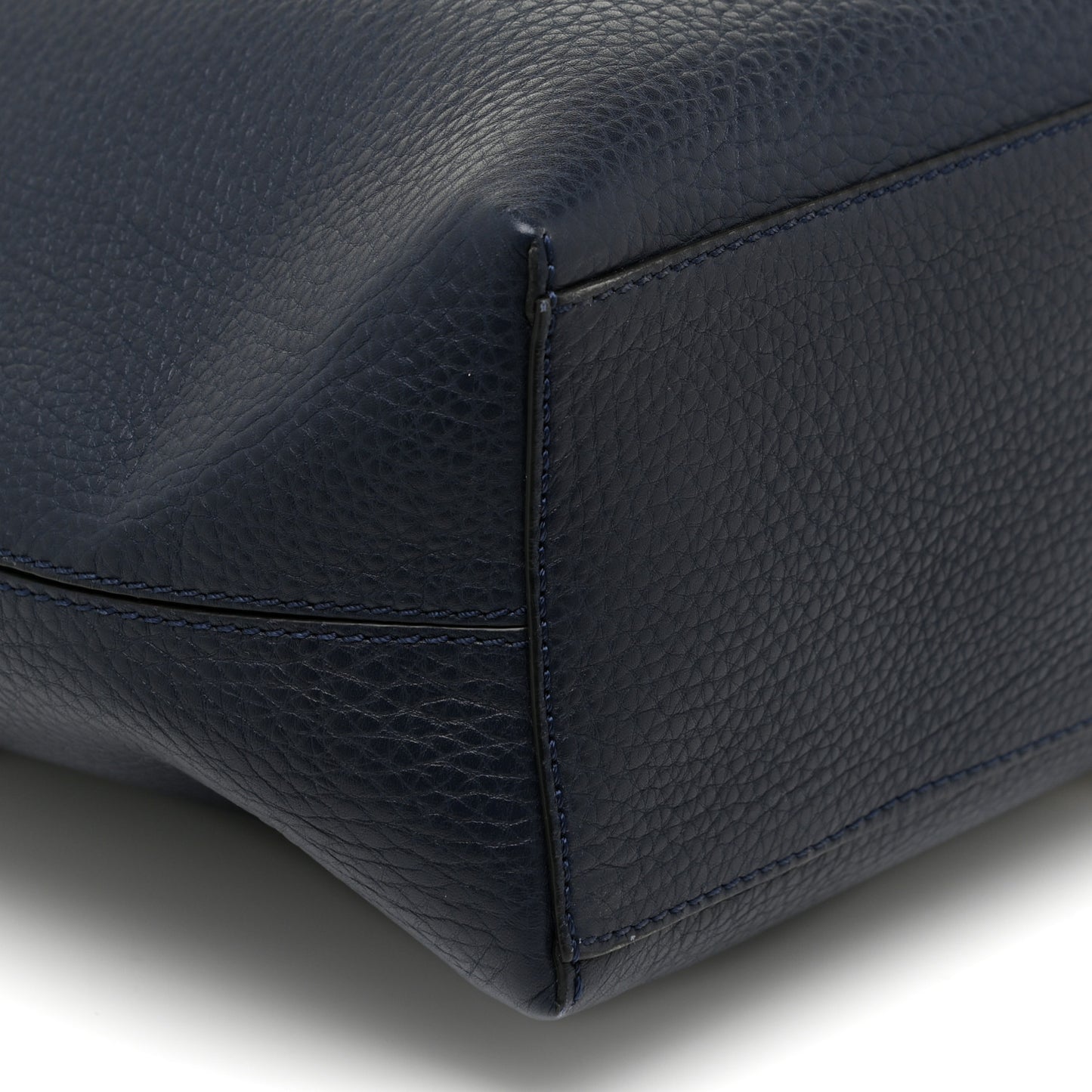 Grained Calfskin Rockstud Shoulder Tote Marine