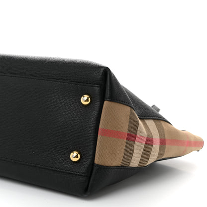 Burberry Derby Calfskin House Check Medium Welburn Tote  Black 10 of 11