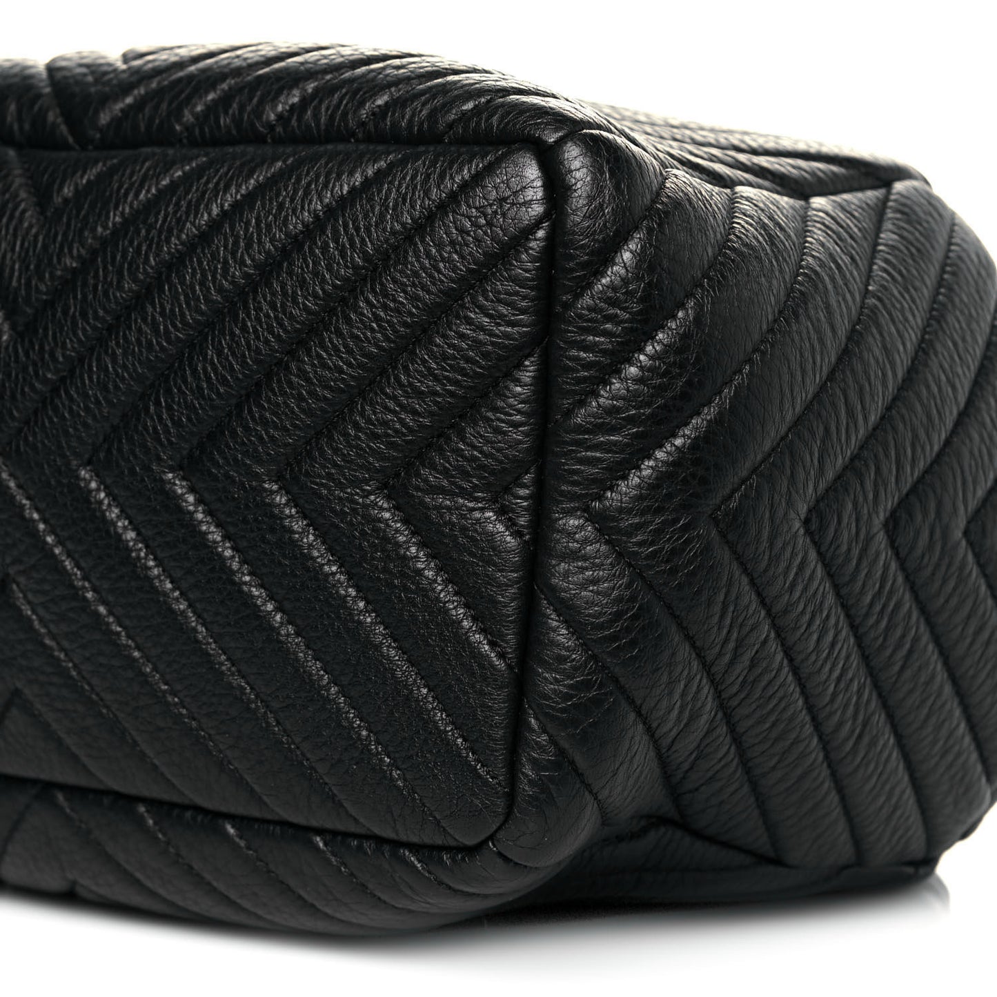 Deerskin Chevron Large CC Chain Bucket Drawstring Bag Black