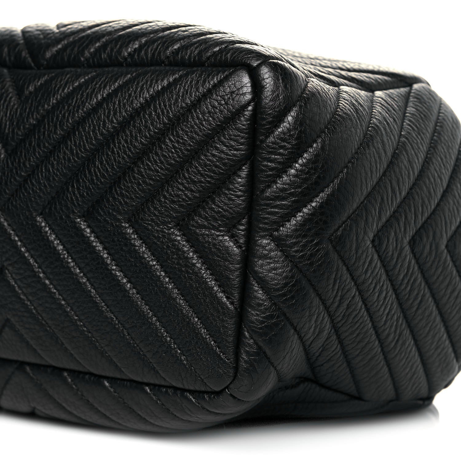 Chanel Deerskin Chevron Large CC Chain Bucket Drawstring Bag Black 9 of 9