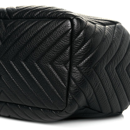 Chanel Deerskin Chevron Large CC Chain Bucket Drawstring Bag Black 9 of 9