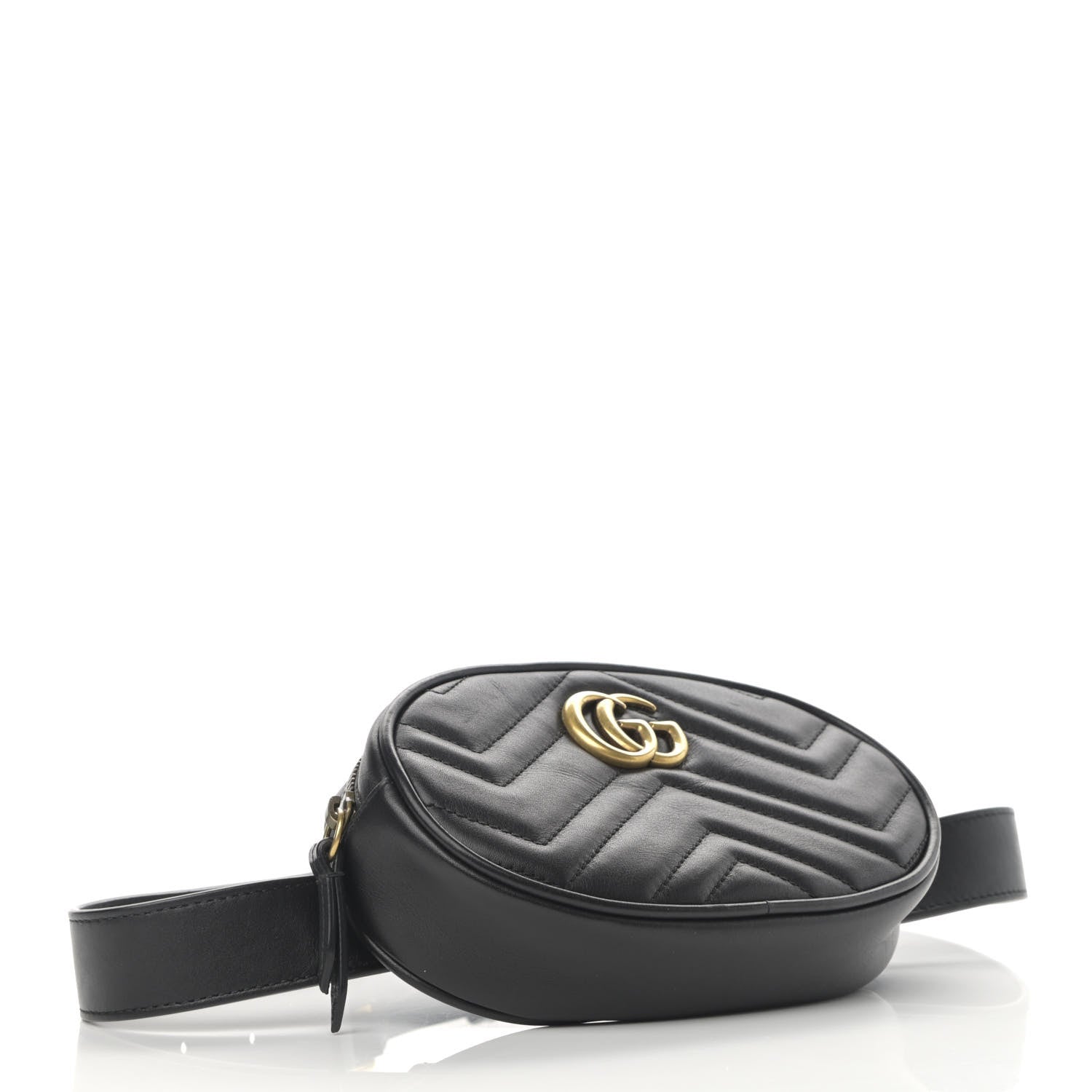 Gucci Calfskin Matelasse GG Marmont Belt Bag 85 34 Black 4 of 13