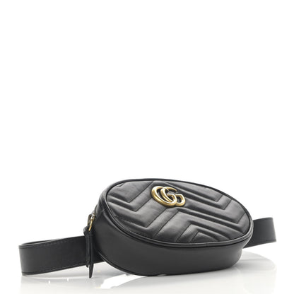 Gucci Calfskin Matelasse GG Marmont Belt Bag 85 34 Black 4 of 13