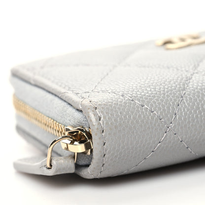 Chanel Caviar Quilted Zip Coin Purse Grey 9 of 11