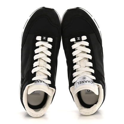 Chanel Nylon Suede Kidskin Calfskin Logo Sneakers 38 Dark Navy Blue Navy Blue Black 2 of 10