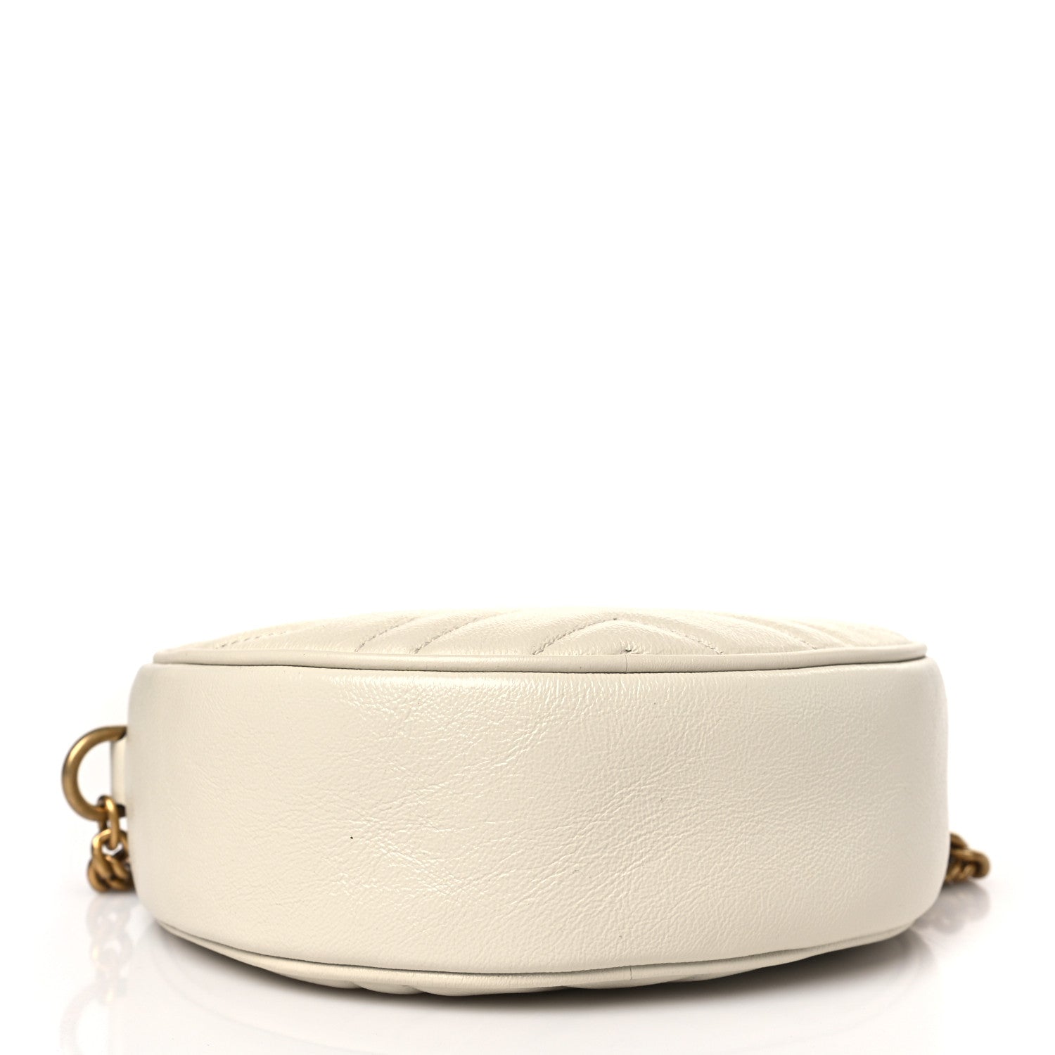 Gucci Calfskin Matelasse Mini GG Marmont Round Shoulder Bag White 4 of 9
