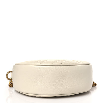 Gucci Calfskin Matelasse Mini GG Marmont Round Shoulder Bag White 4 of 9