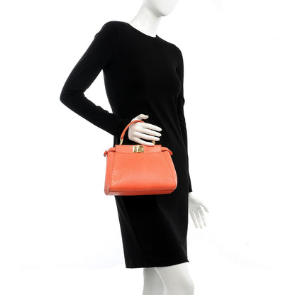 Fendi Python Mini Peekaboo Iconic Satchel Coral 3 of 8