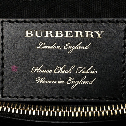 Burberry Grainy Calfskin House Check Medium Banner Tote Black 6 of 10