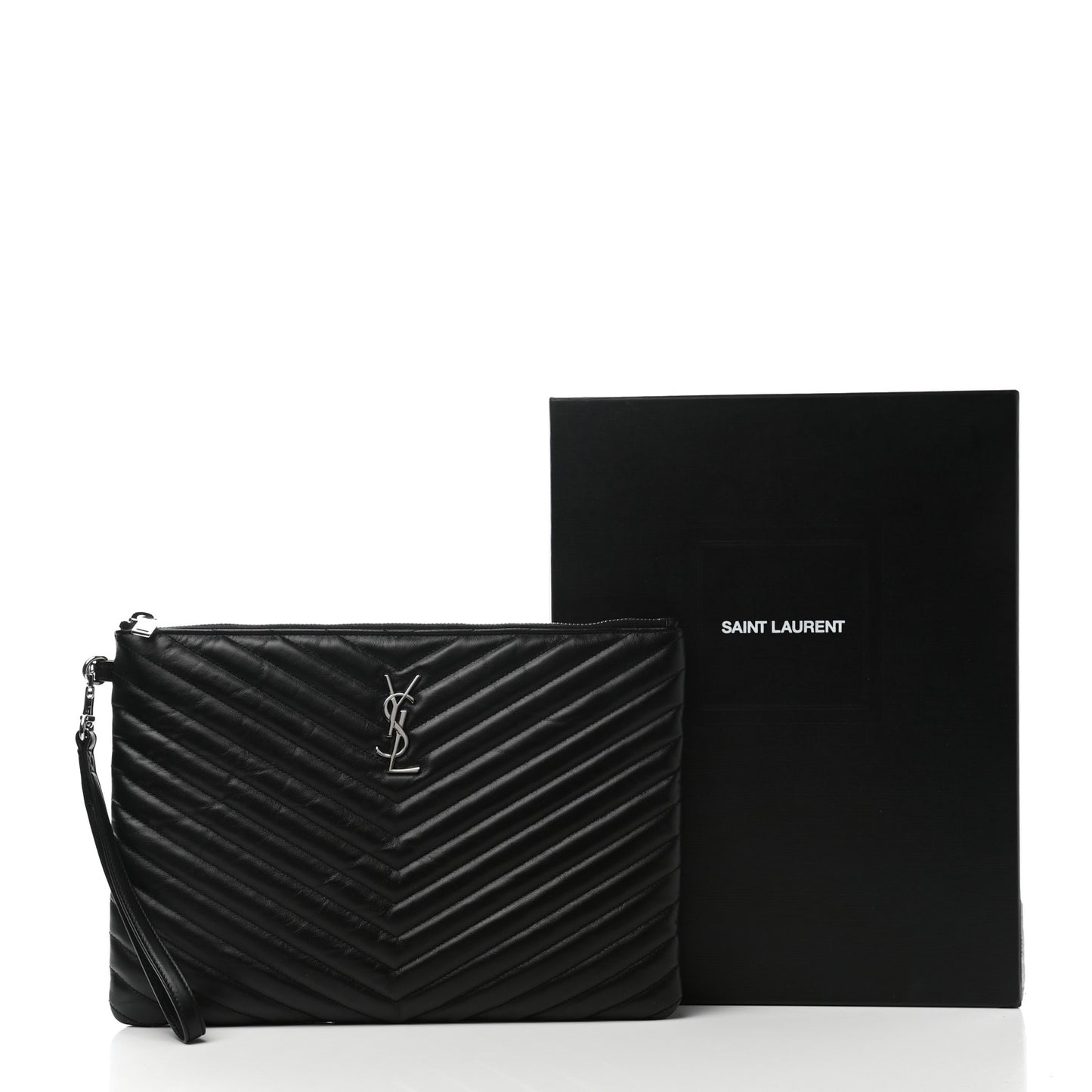 Calfskin Matelasse Monogram Cassandre Tablet Pouch Black