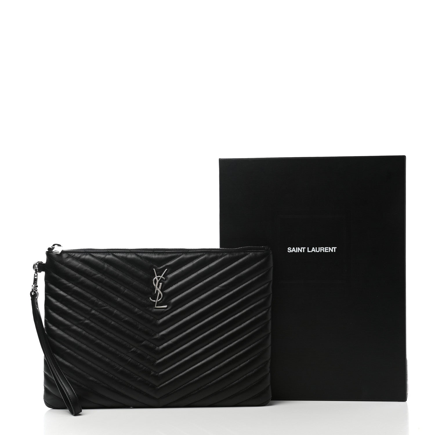 Saint Laurent Calfskin Matelasse Monogram Cassandre Tablet Pouch Black 8 of 8