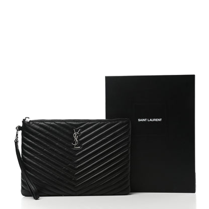 Saint Laurent Calfskin Matelasse Monogram Cassandre Tablet Pouch Black 8 of 8