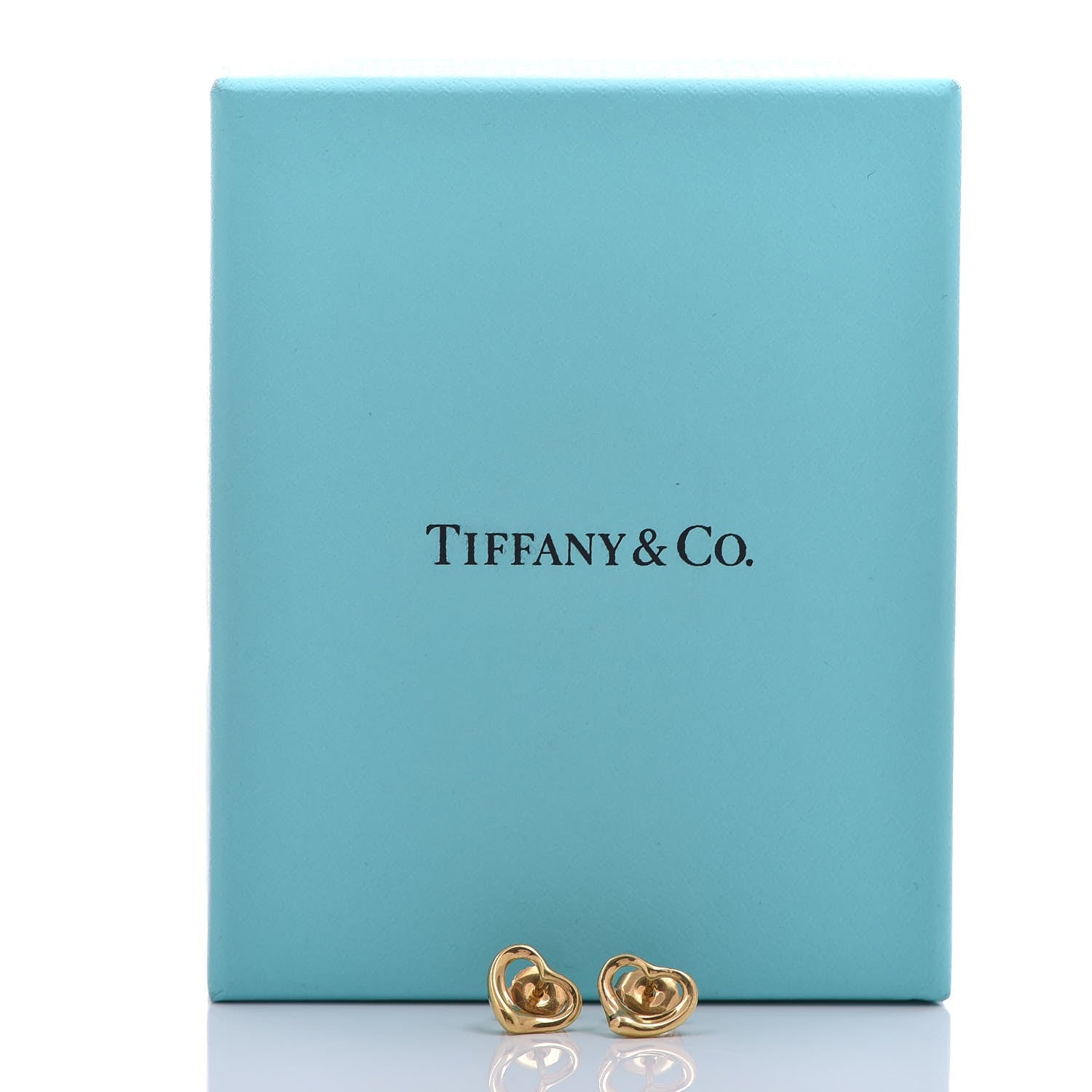 Tiffany 18K Yellow Gold 11mm Elsa Peretti Open Heart Earrings 10 of 10