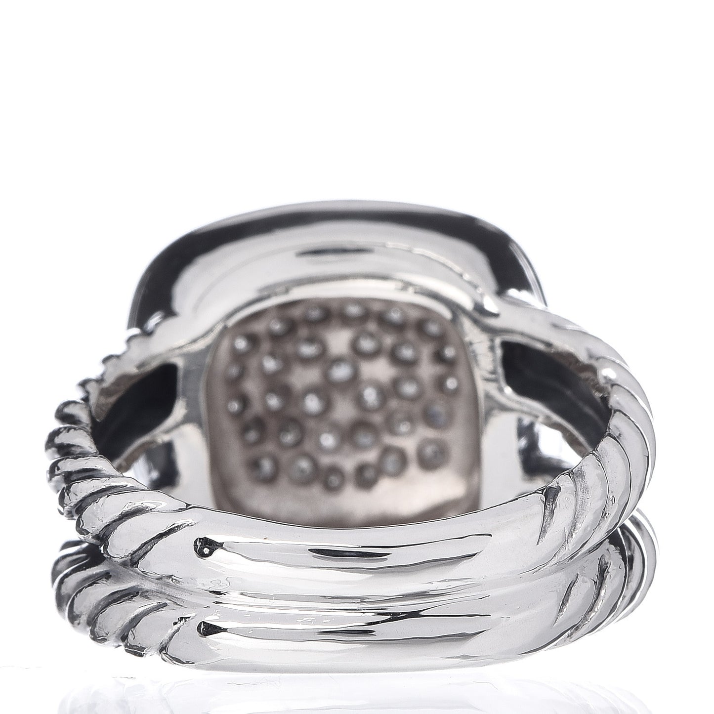 Sterling Silver Diamond 11mm Albion Pave Ring 50 5.5