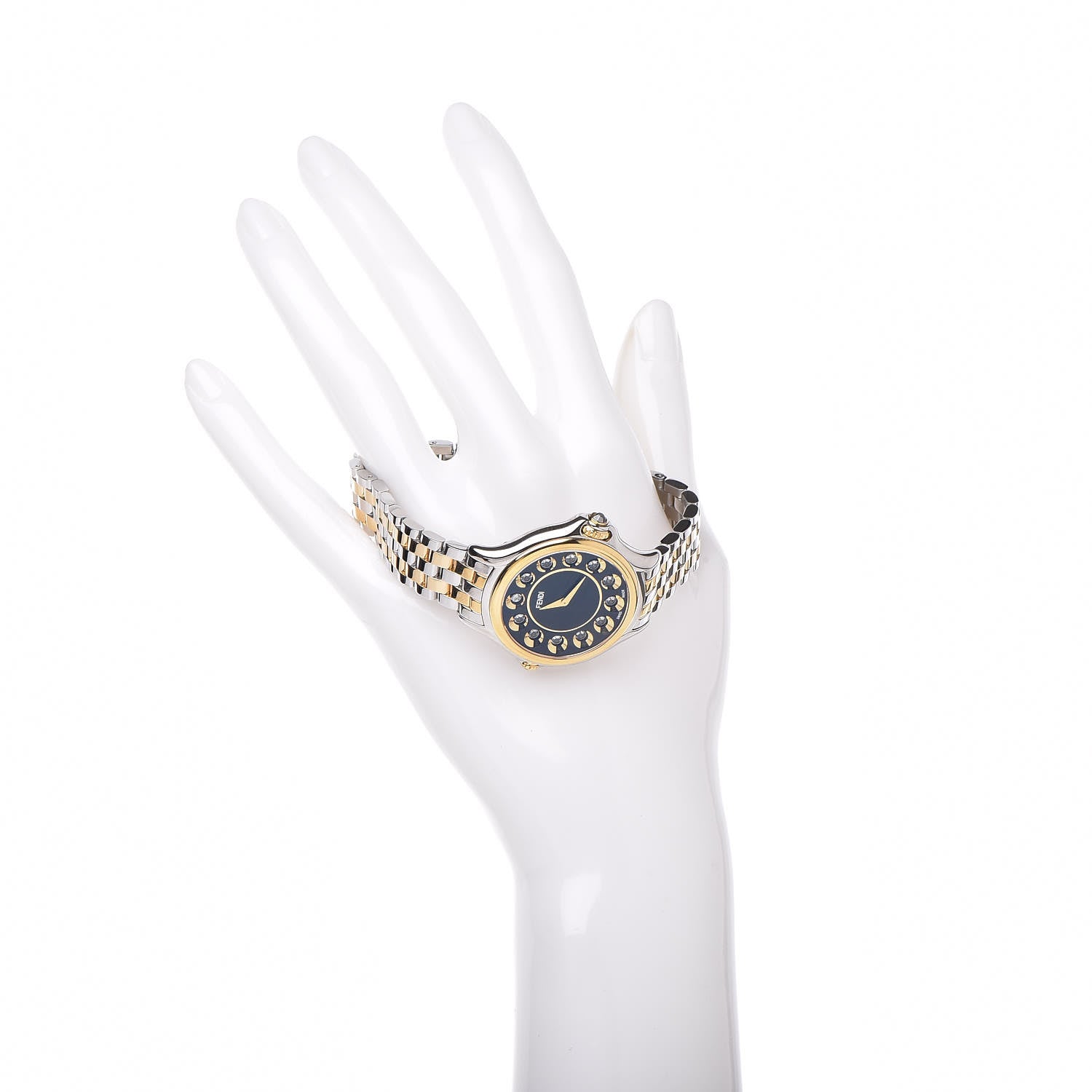 Fendi Stainless Steel Diamond Topaz 33mm Crazy Carats Two Tone Quartz Watch Black 4 of 9