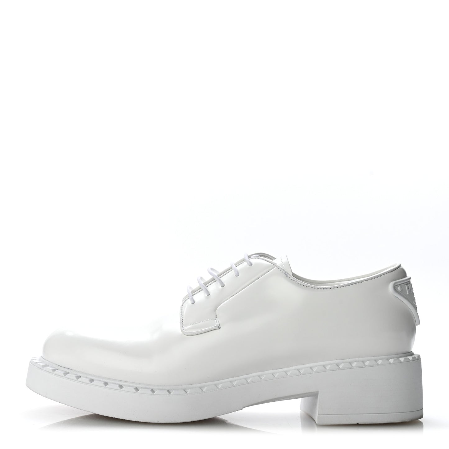 Spazzolato Calzature Donna Triangle Logo 50mm Derby Loafers 38.5 White 38.5 White