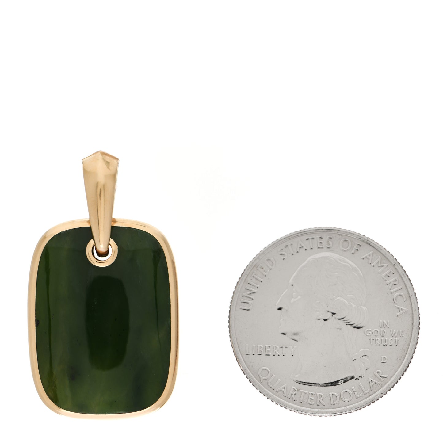 18K Yellow Gold Nephrite Jade 19.9mm Pendant Amulet Pendant