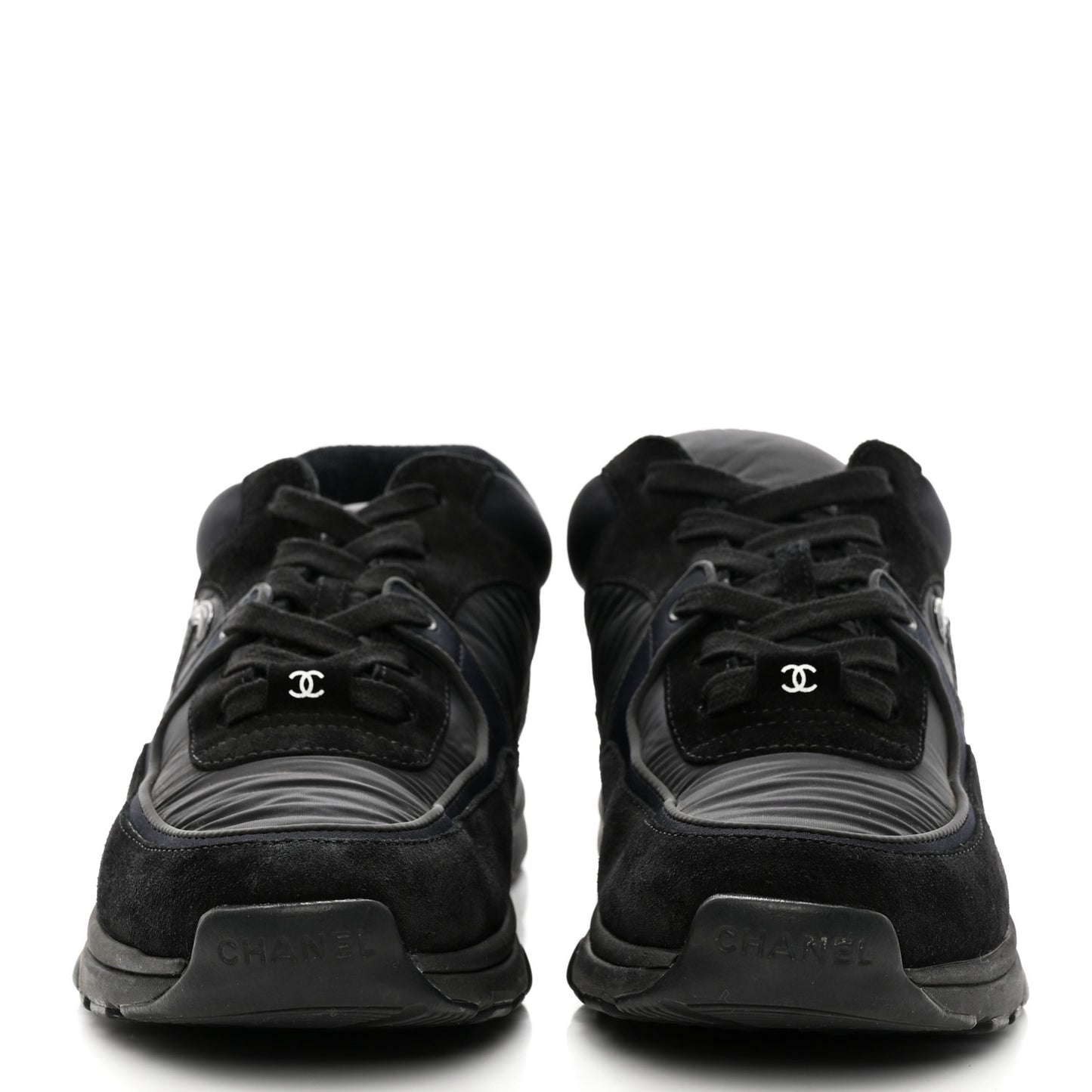 Fabric Calfskin Suede CC Sneakers 38 Black