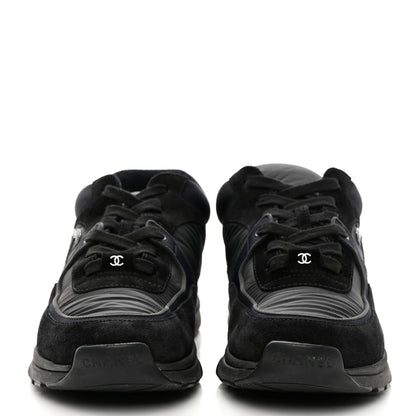 Chanel Fabric Calfskin Suede CC Sneakers 38 Black 2 of 9
