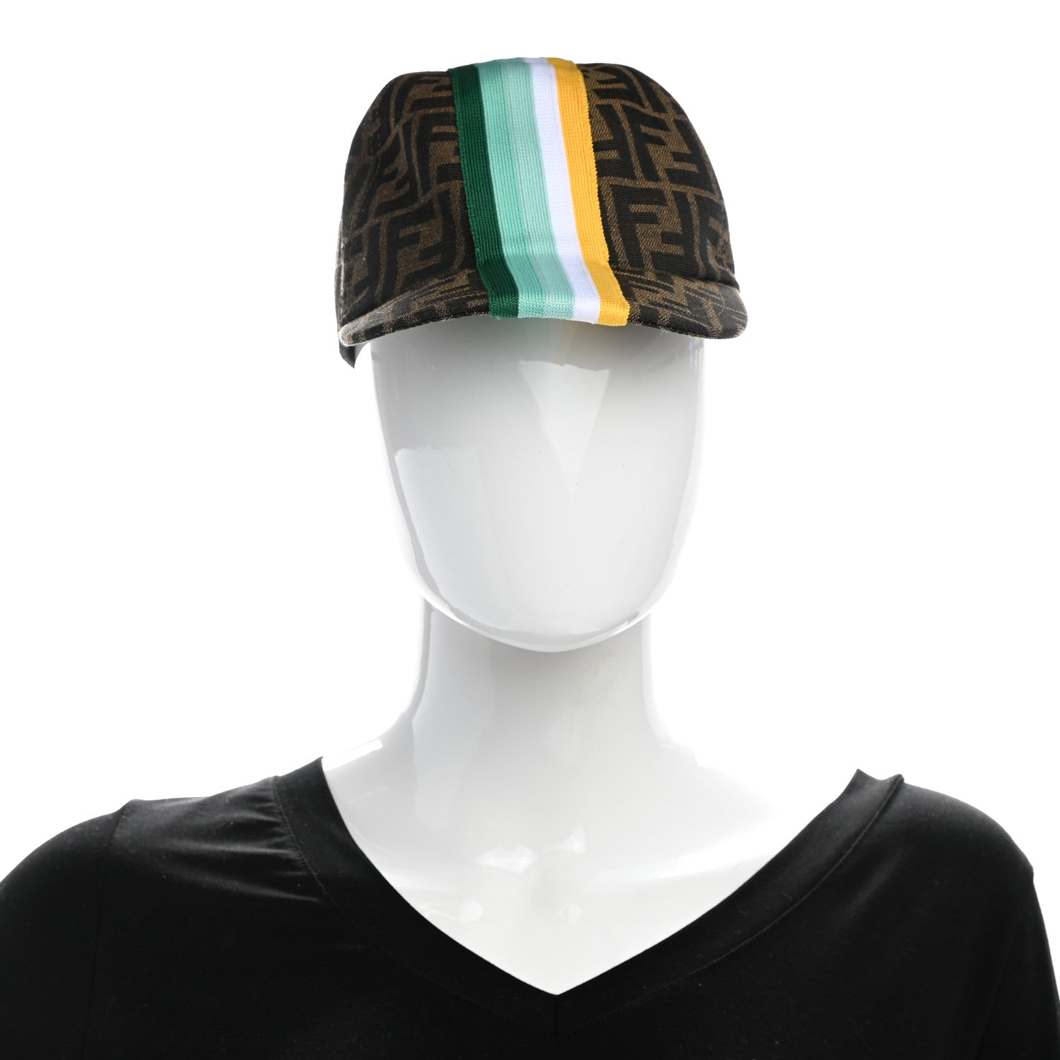 Fendi Canvas Zucca FF Kids Striped Baseball Hat Tobacco Multicolor 2 of 8