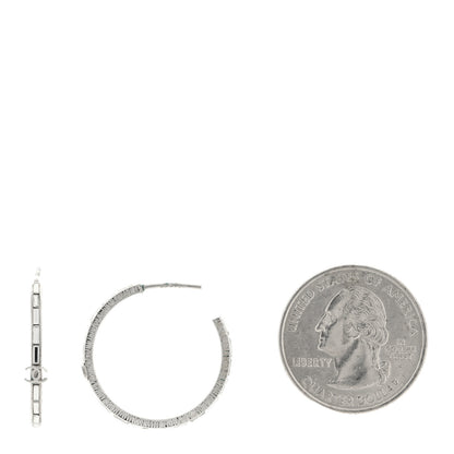 Chanel Baguette Crystal CC Hoop Earrings Silver 2 of 4