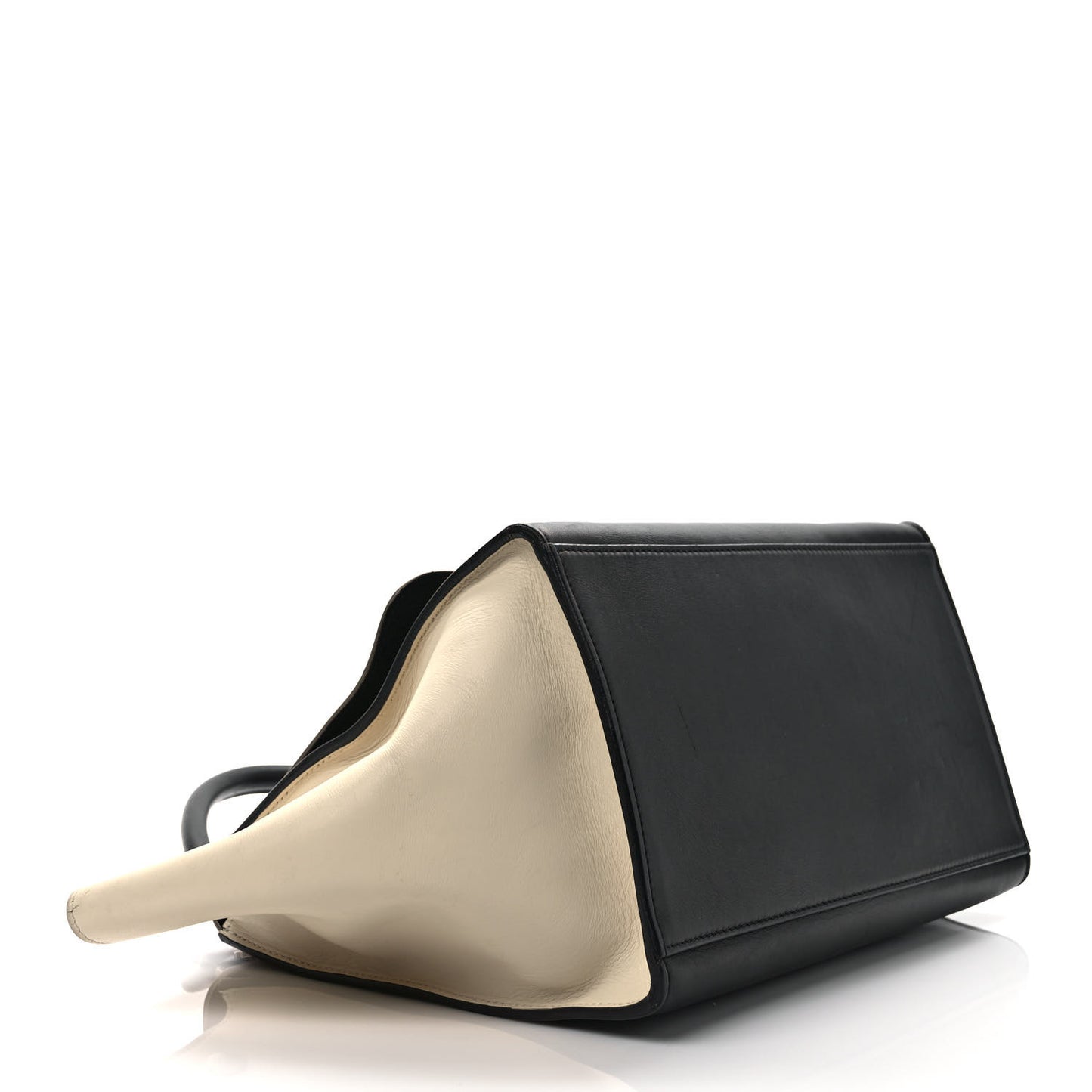 Elephant Calfskin Medium Tri-Color Trapeze Black Beige