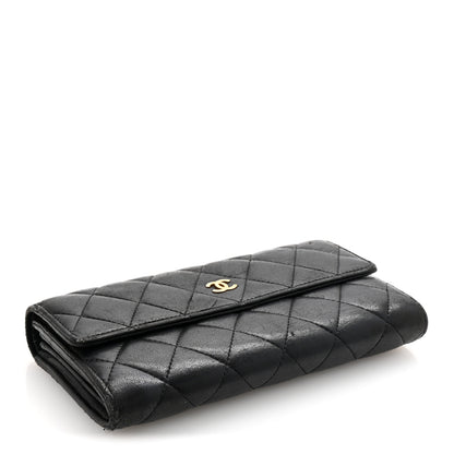 Chanel Lambskin Quilted Large Gusset Flap Wallet Black 4 of 9