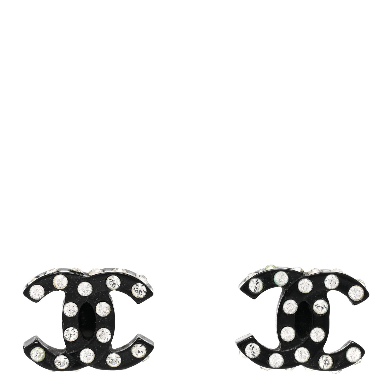 Chanel Resin Crystal CC Earrings Black 1 of 5