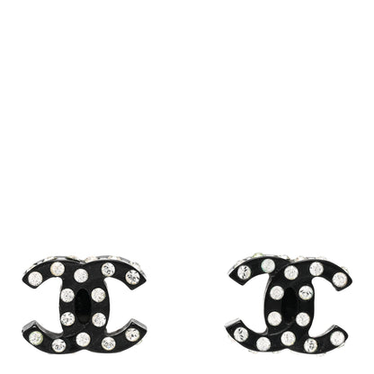 Chanel Resin Crystal CC Earrings Black 1 of 5