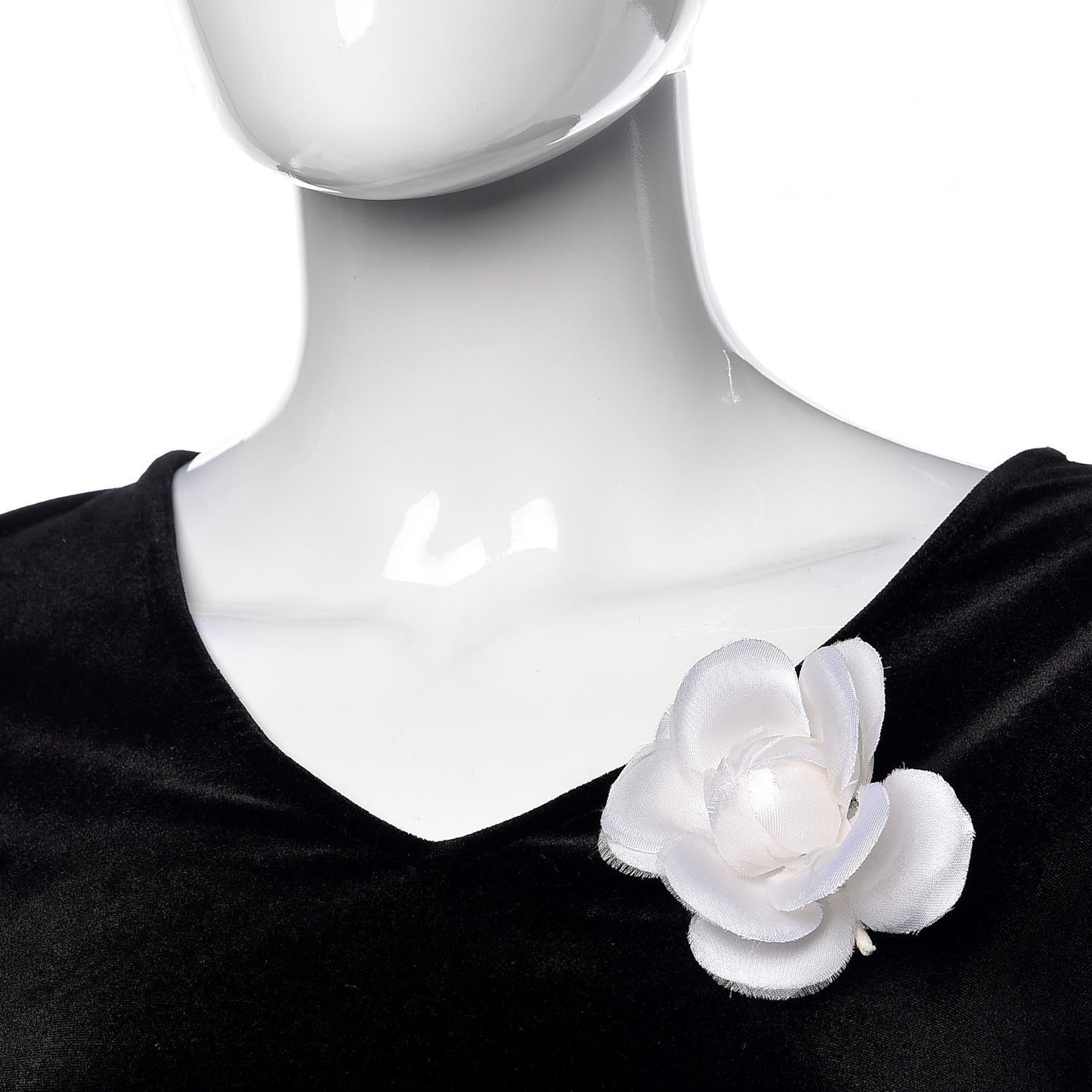 Silk Taffeta Camellia Brooch Pin White