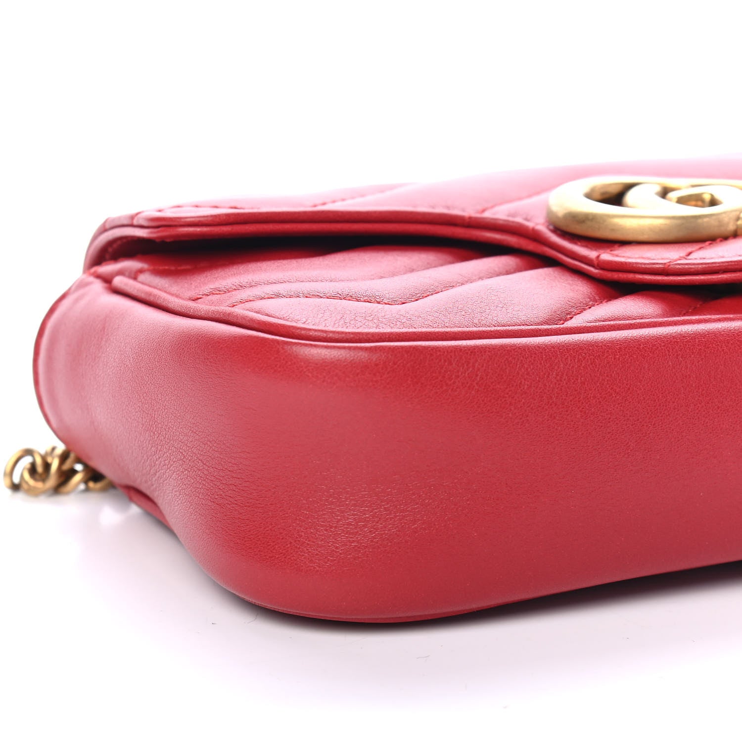 Gucci Calfskin Matelasse Super Mini GG Marmont Shoulder Bag Hibiscus Red 6 of 9