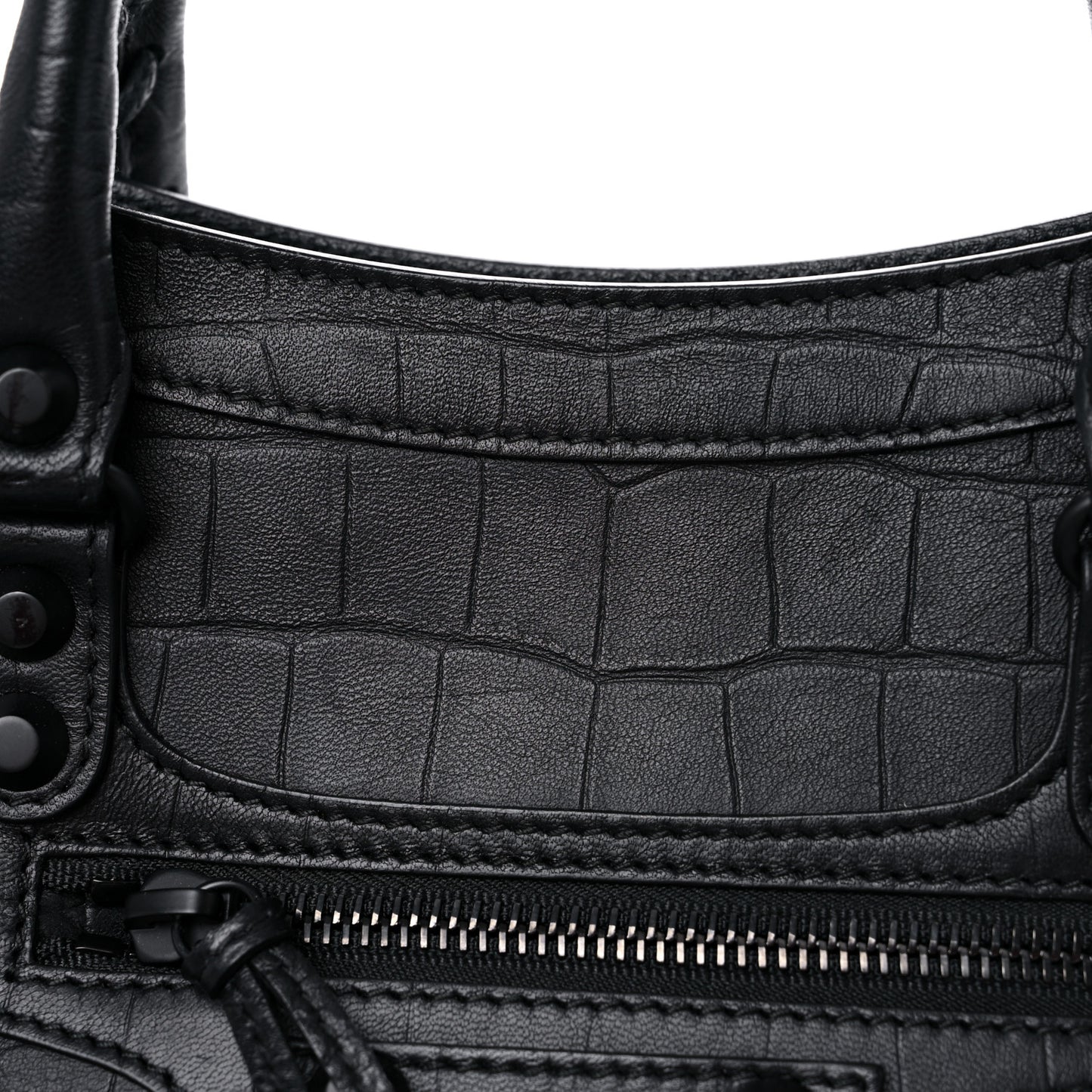 Matte Supple Lambskin Crocodile Embossed Classic Black Hardware S City Black