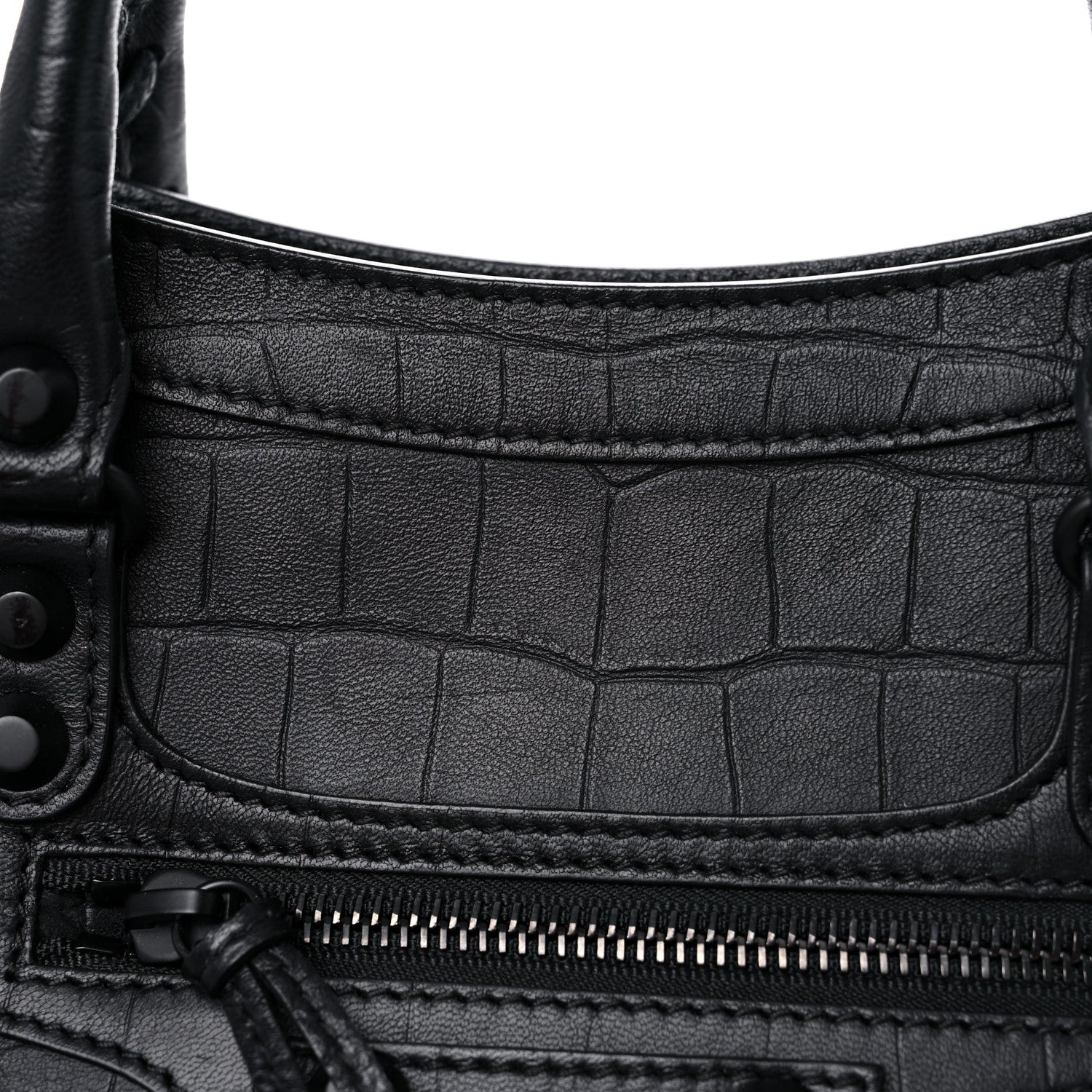 Balenciaga Matte Supple Lambskin Crocodile Embossed Classic Black Hardware S City Black 12 of 14