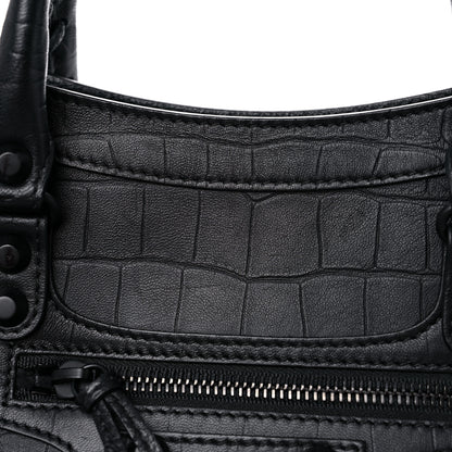 Balenciaga Matte Supple Lambskin Crocodile Embossed Classic Black Hardware S City Black 12 of 14