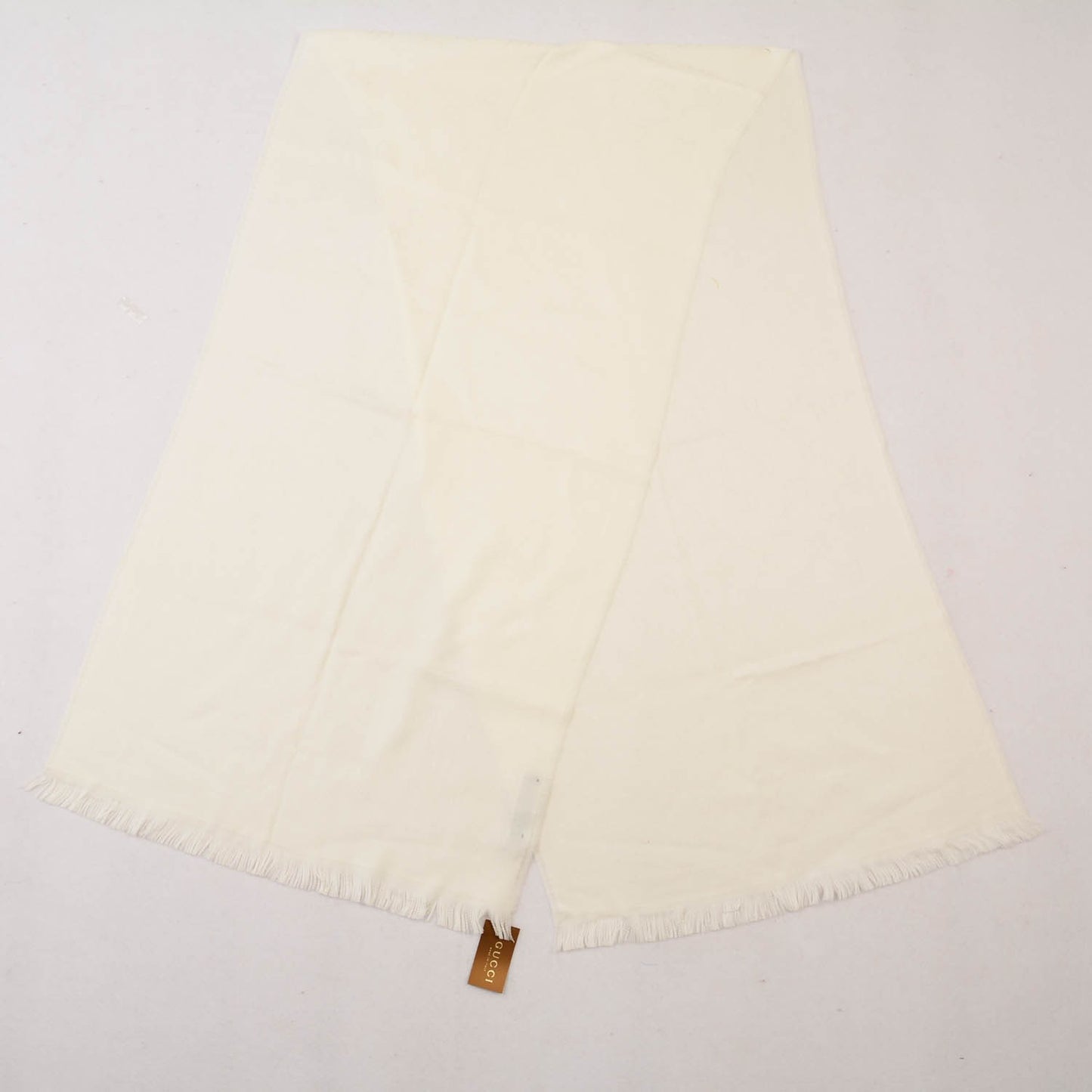 Wool GG Monogram Sten Fringe Scarf White
